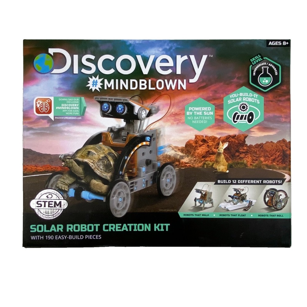 Discovery Kids Mindblown STEM 12-in-1 Solar Robot 190-Piece Creation Kit Open